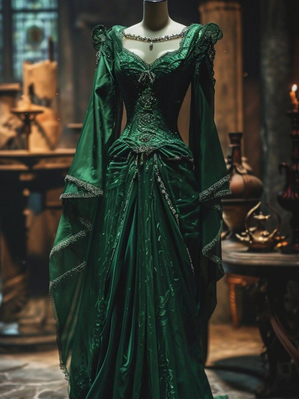 96穿上这件斯莱特林舞会礼服,仿佛置身于魔法的世界!
