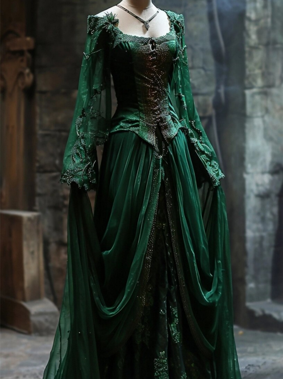 96穿上这件斯莱特林舞会礼服,仿佛置身于魔法的世界!