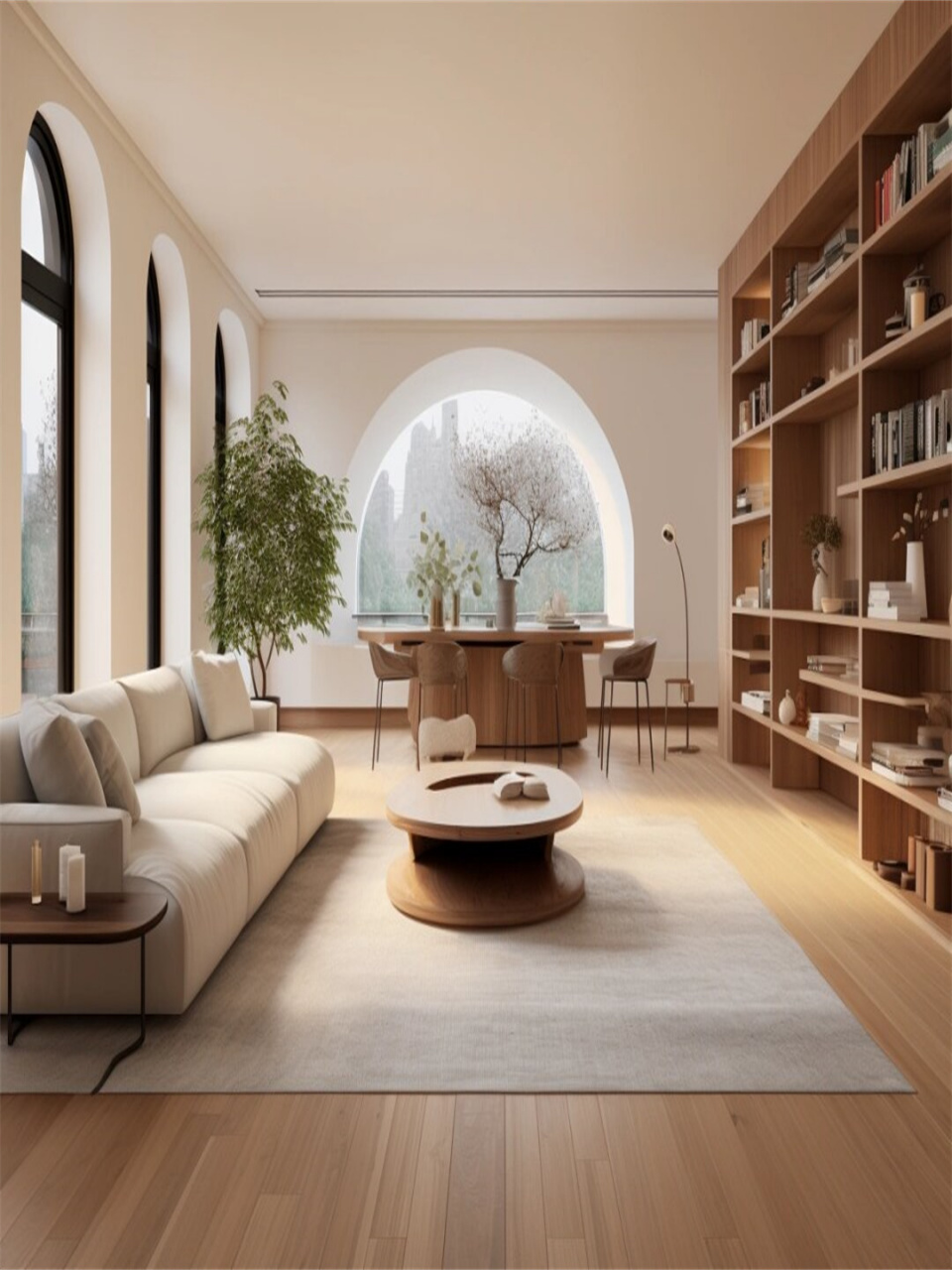 客厅造满墙书柜和开放式书房   0915 打破常规,我们将客厅的沙发