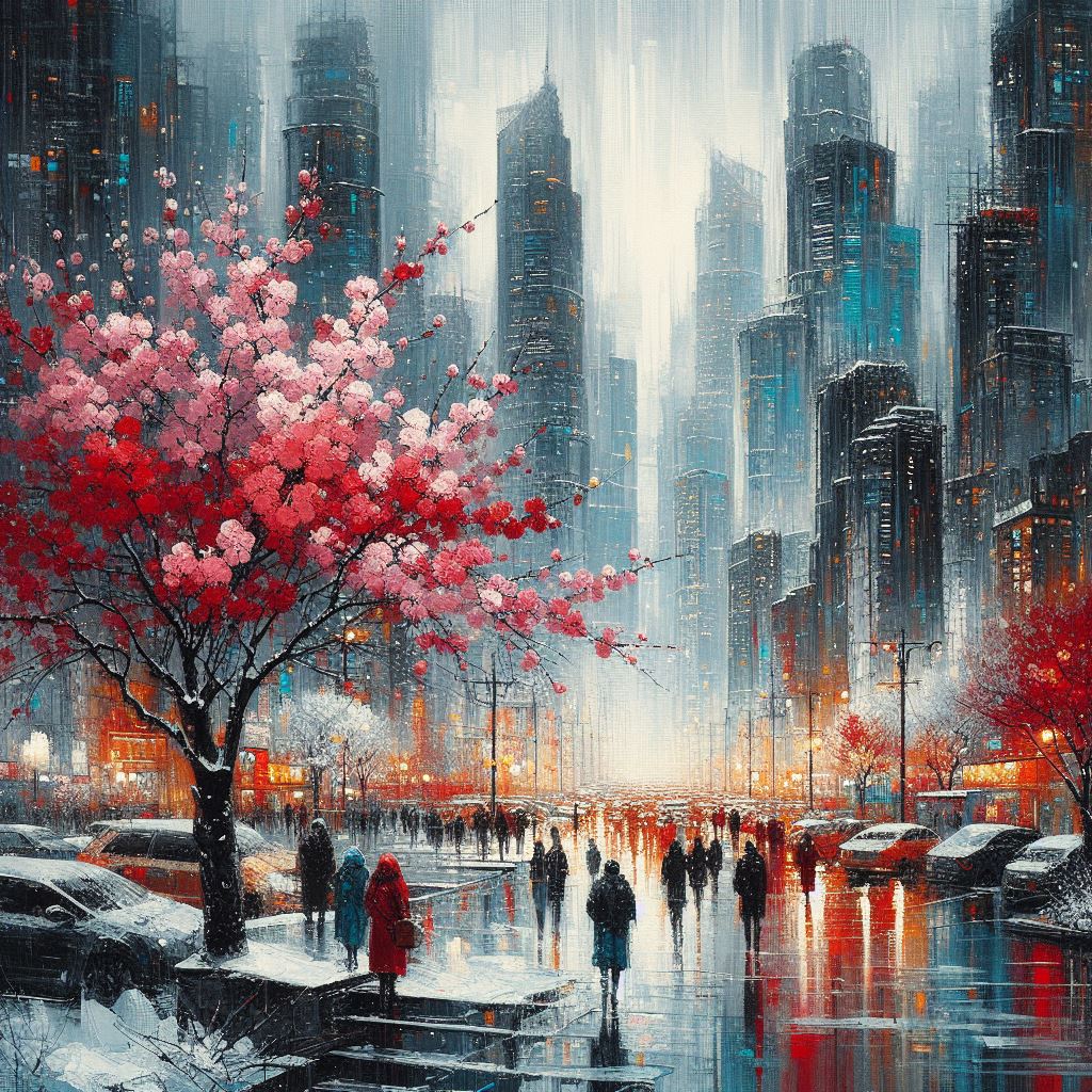 涂涂抹抹,城市里的油画腊梅