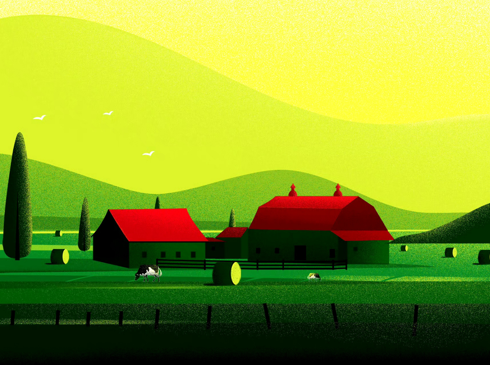 画家febin raj风景绘画作品欣赏,用明快的色彩描绘了人间的美丽景象