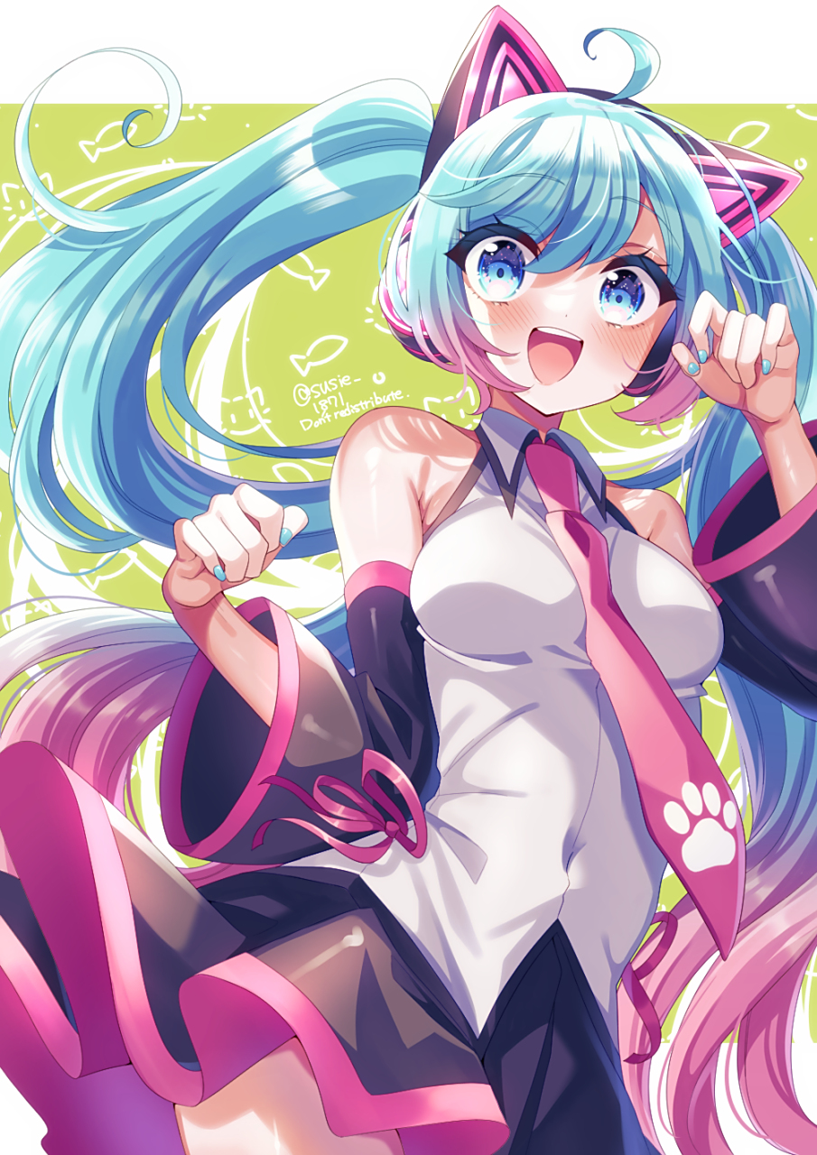 猫耳初音未来(元气初音[awsl]) 画师:どろしい#二次元美图# #我爱二