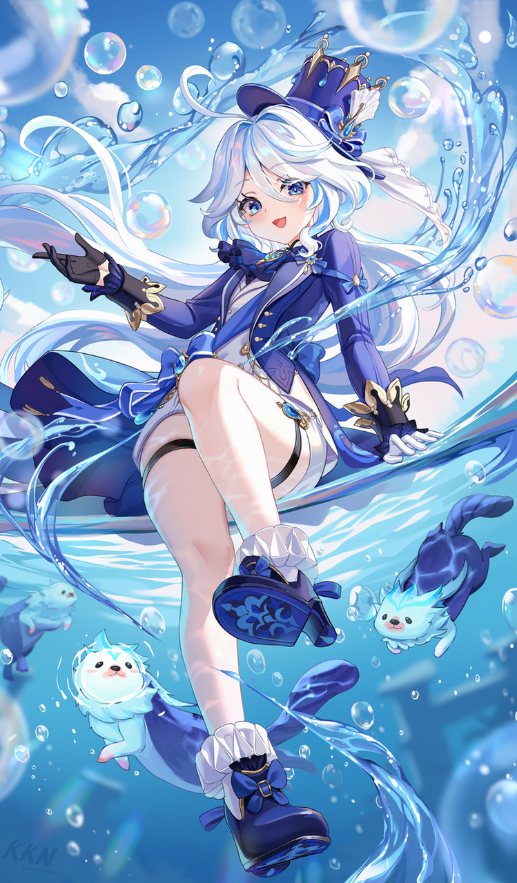 玩水的芙宁娜 #原神# 画师:雲小猫 #2月图文动态激励计划