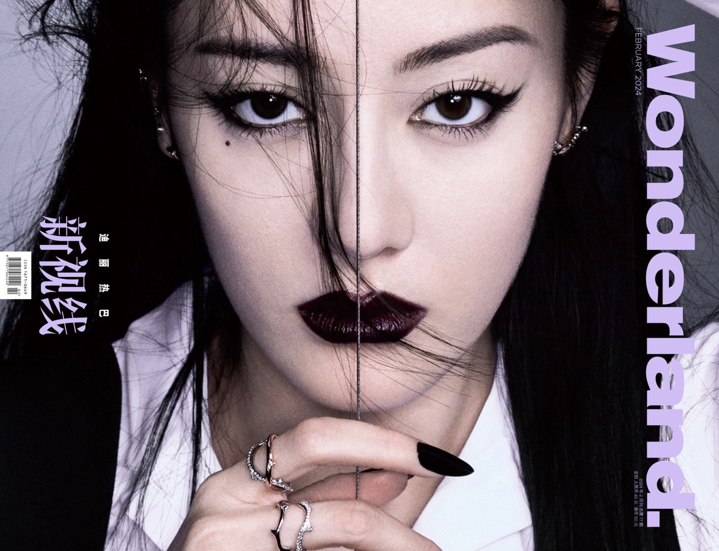 迪丽热巴暗黑骑士杂志封面3套迪奥高定黑唇魔女妆好霸气