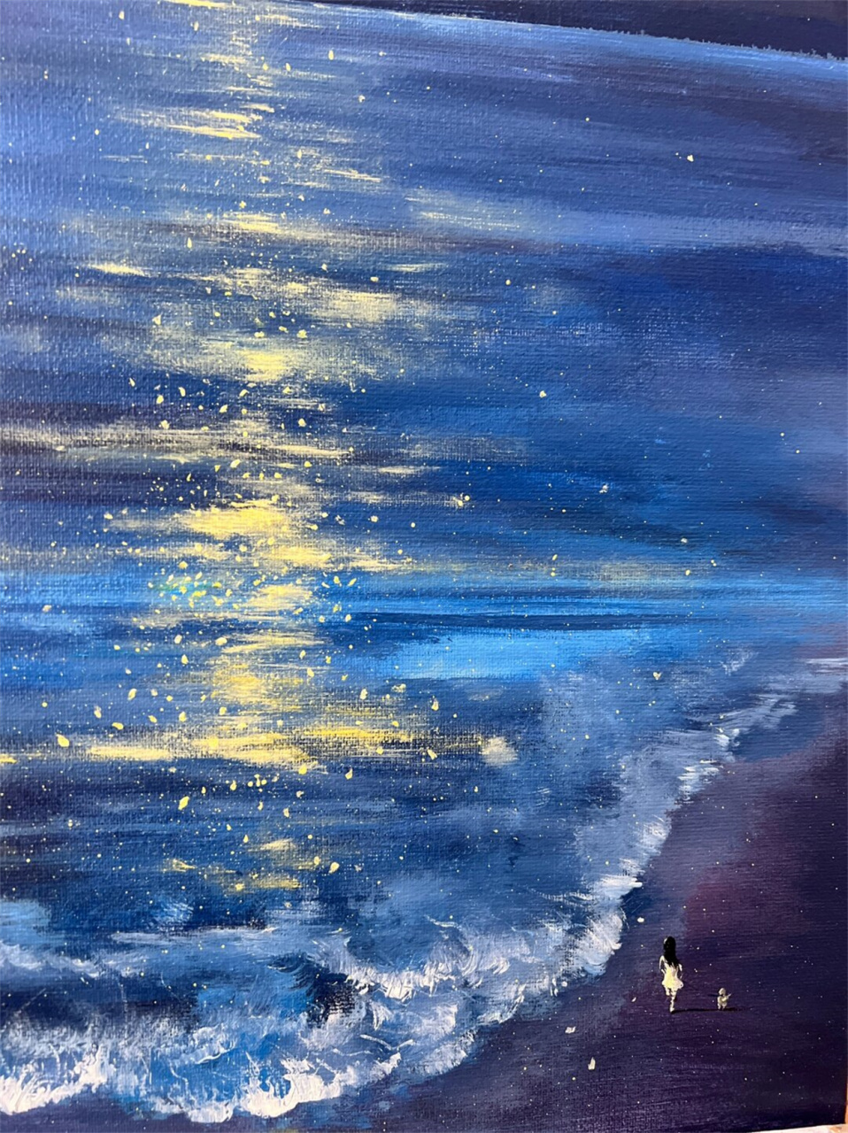 它们交织在一起,跳跃,旋转,为我们带来了无数令人陶醉的夜晚风景油画.