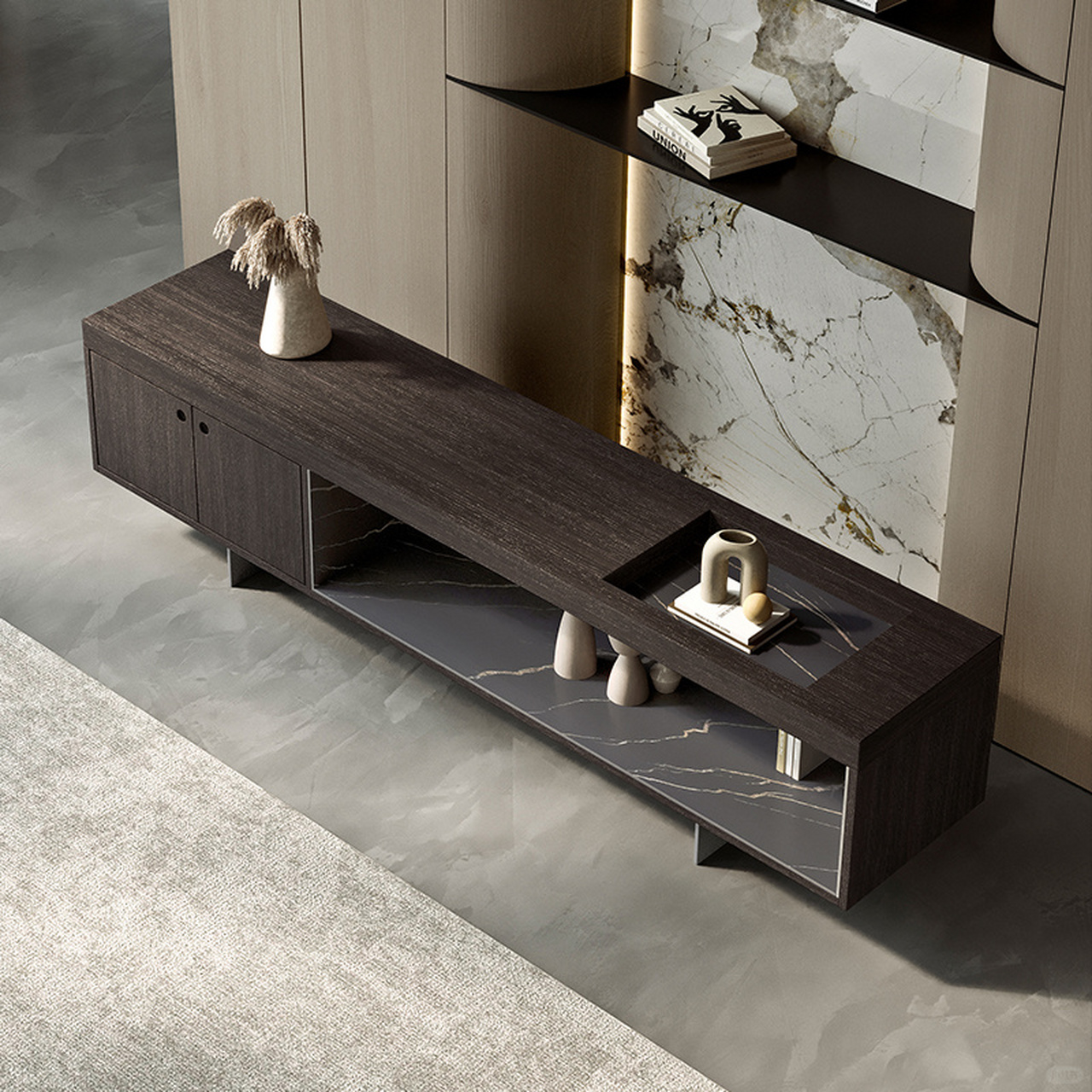 你的极简家缺了一个它·烟熏色极简电视柜📺!