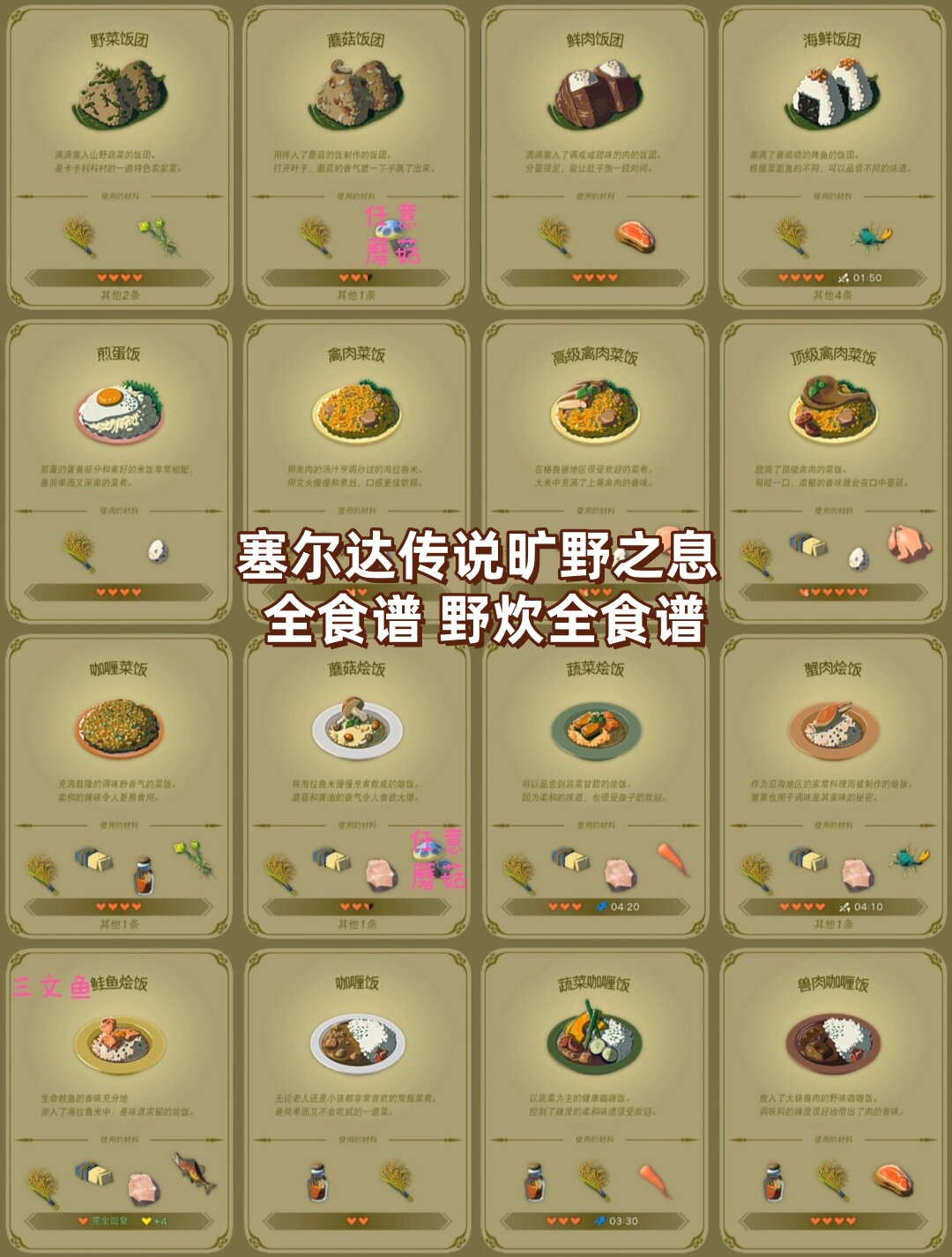 塞尔达食谱大全中文图片