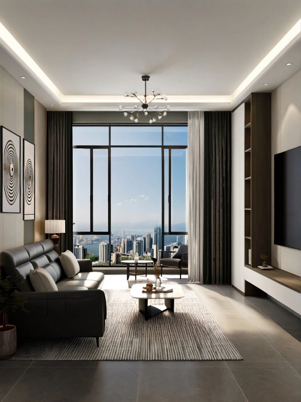 现代极简客厅装修绝佳之选  在家具的选择上,现代极简风格强调线条的