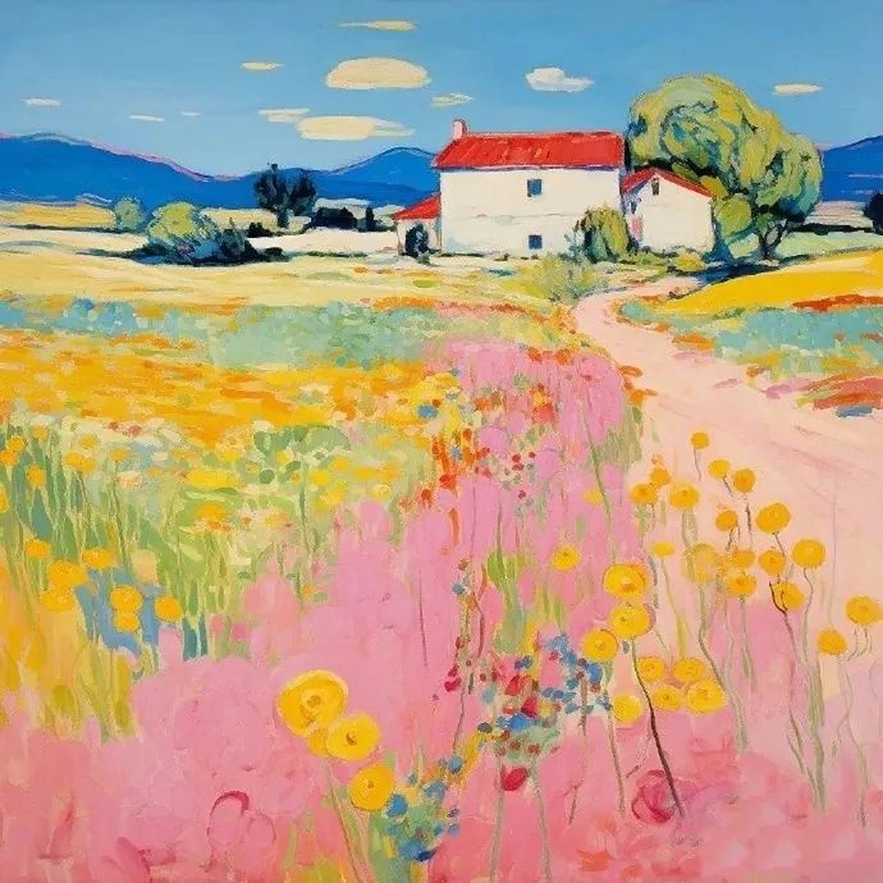 通过明亮与鲜艳的色彩来表现眼前看到的风景,给人一种轻快与舒服的