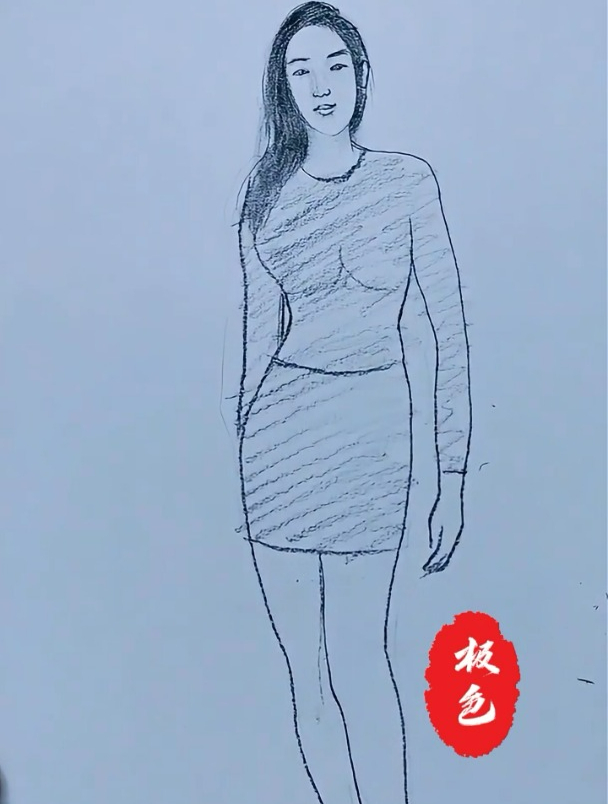 女模临摹:发型飘逸,妆容精致,展现出模特对细节的追求与执着!