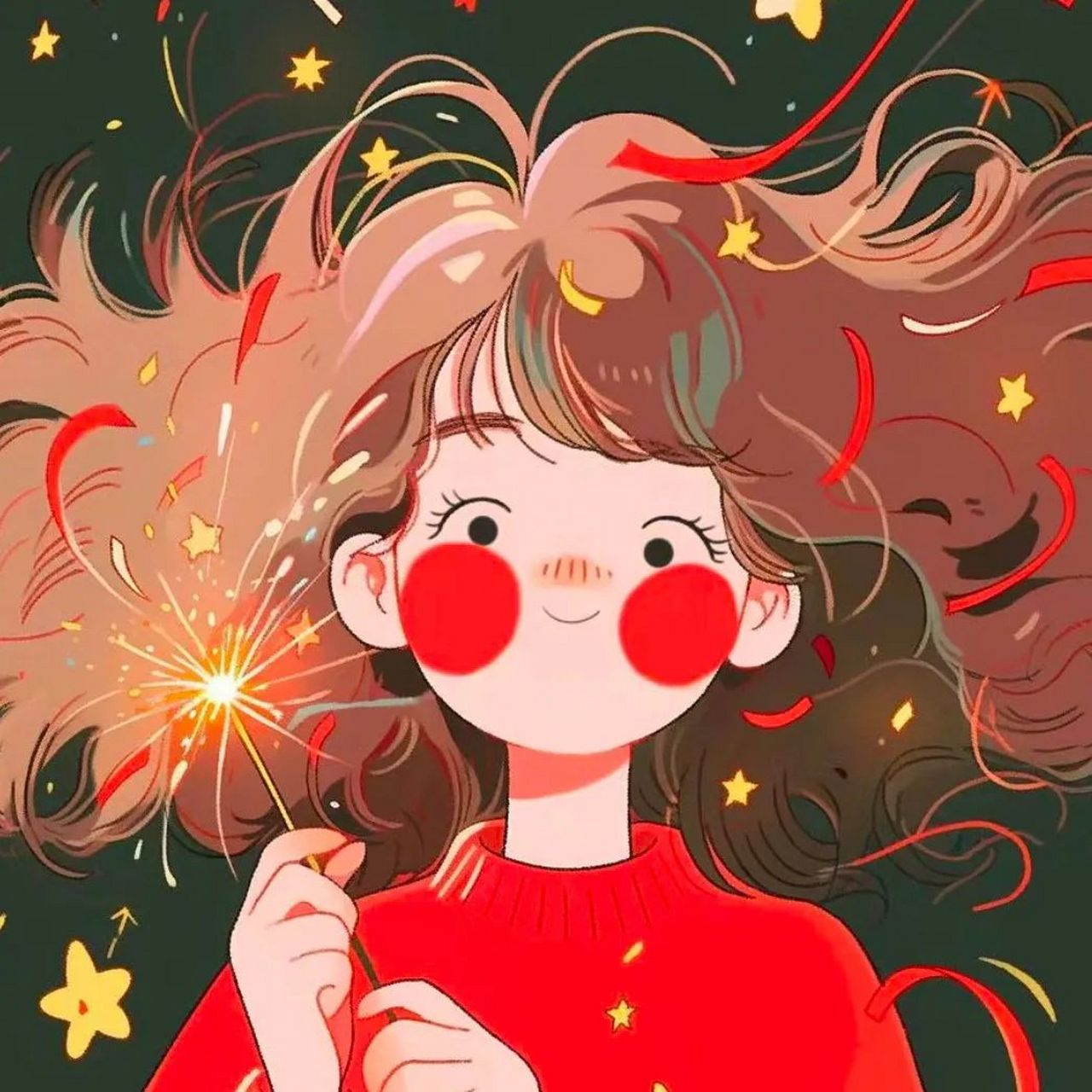 2024最流行的头像卡通 [2021]可爱头像|2024跨年头像,红红火火  [小