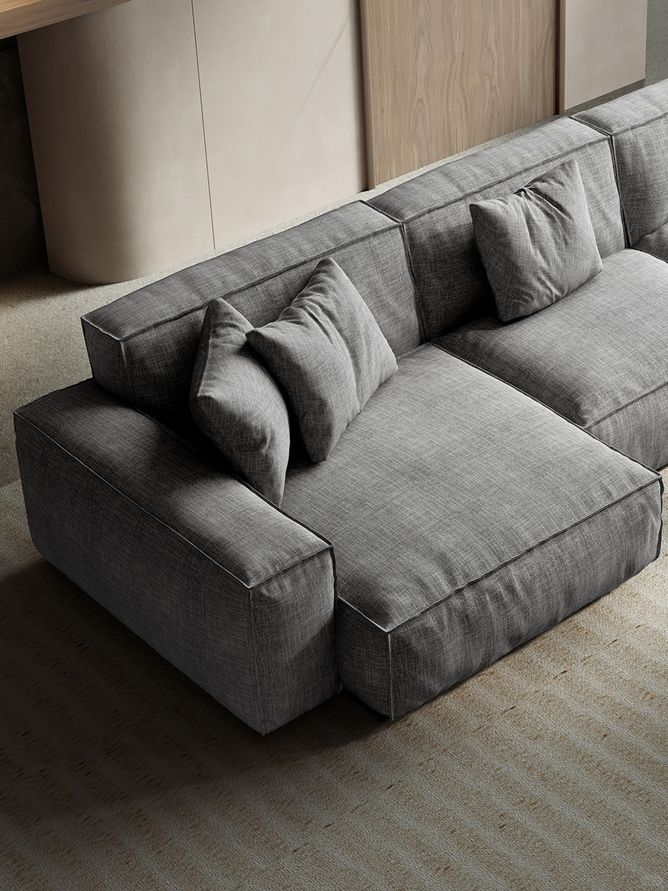 哇,这款灰色布艺沙发简直是让我爱不释手!