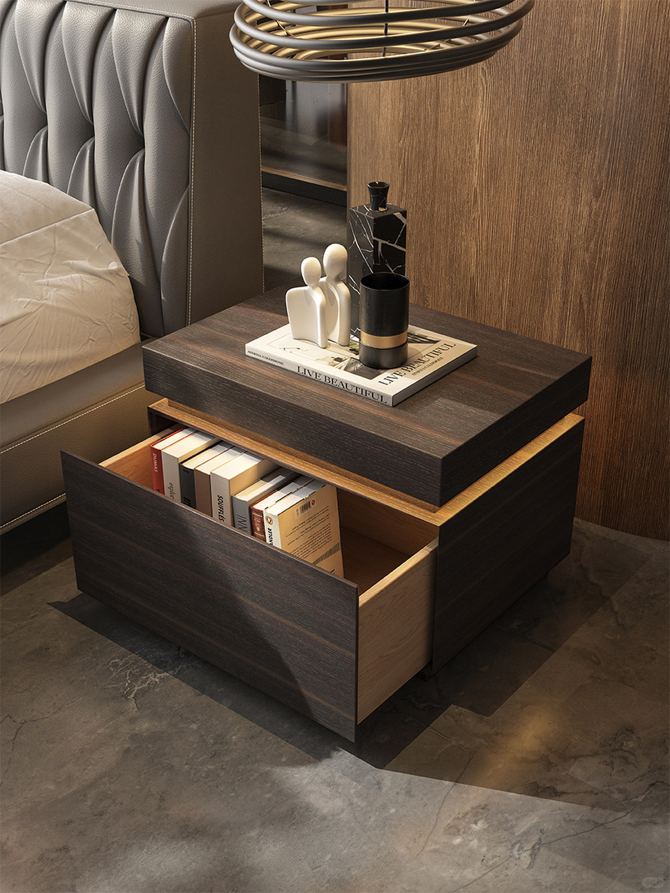 这款床头柜让我彻底告别乏味,带给我满满的氛围感!