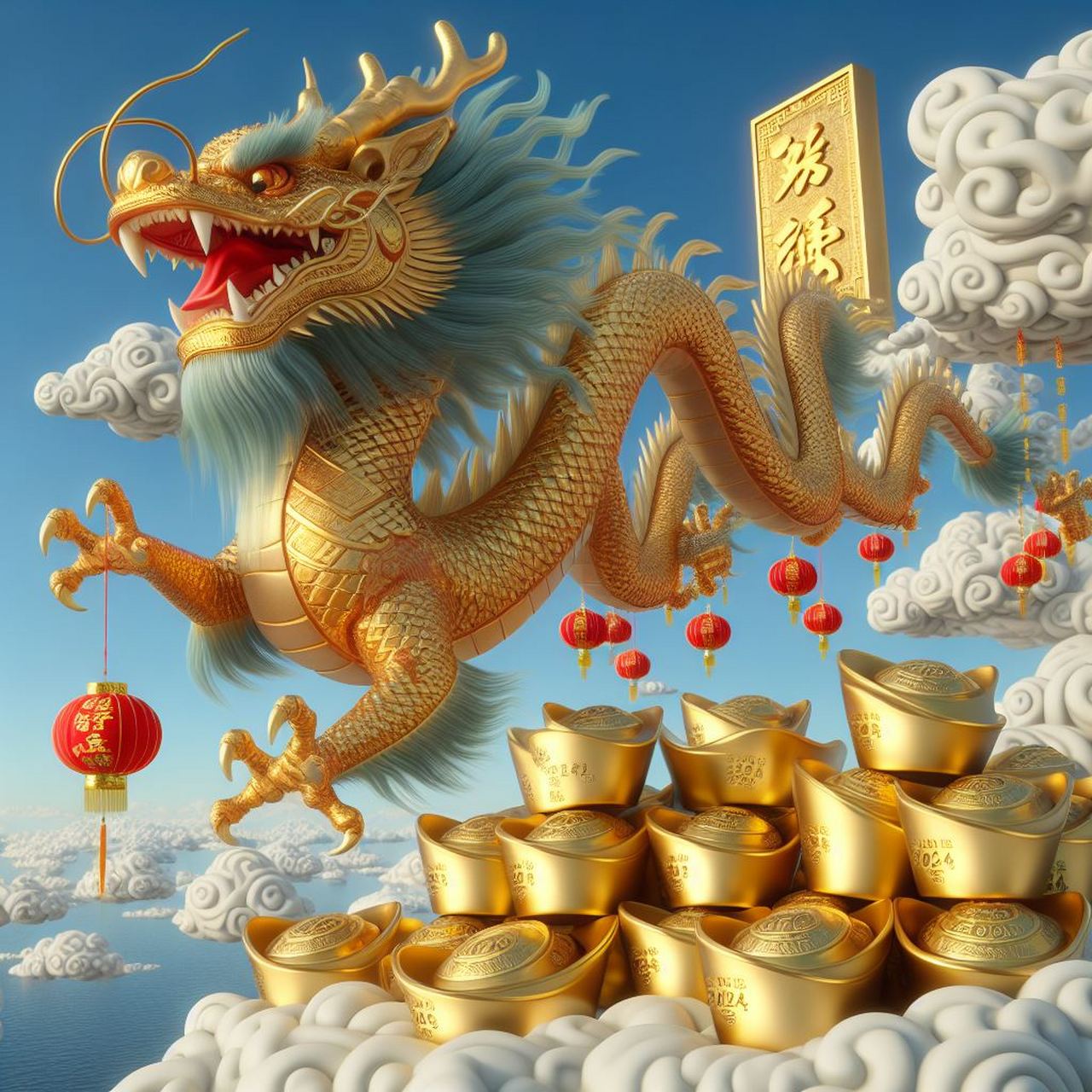 龙腾虎跃金色吉祥图片图片