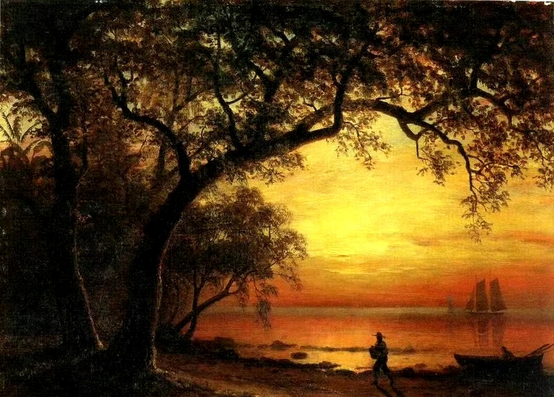 继续分享美国画家阿尔伯特·比尔施塔特的油画作品,展现了暮光之中的