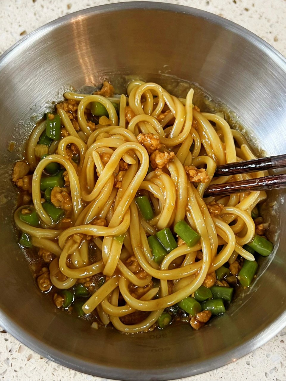 豆角肉沫拌面,真的好吃!