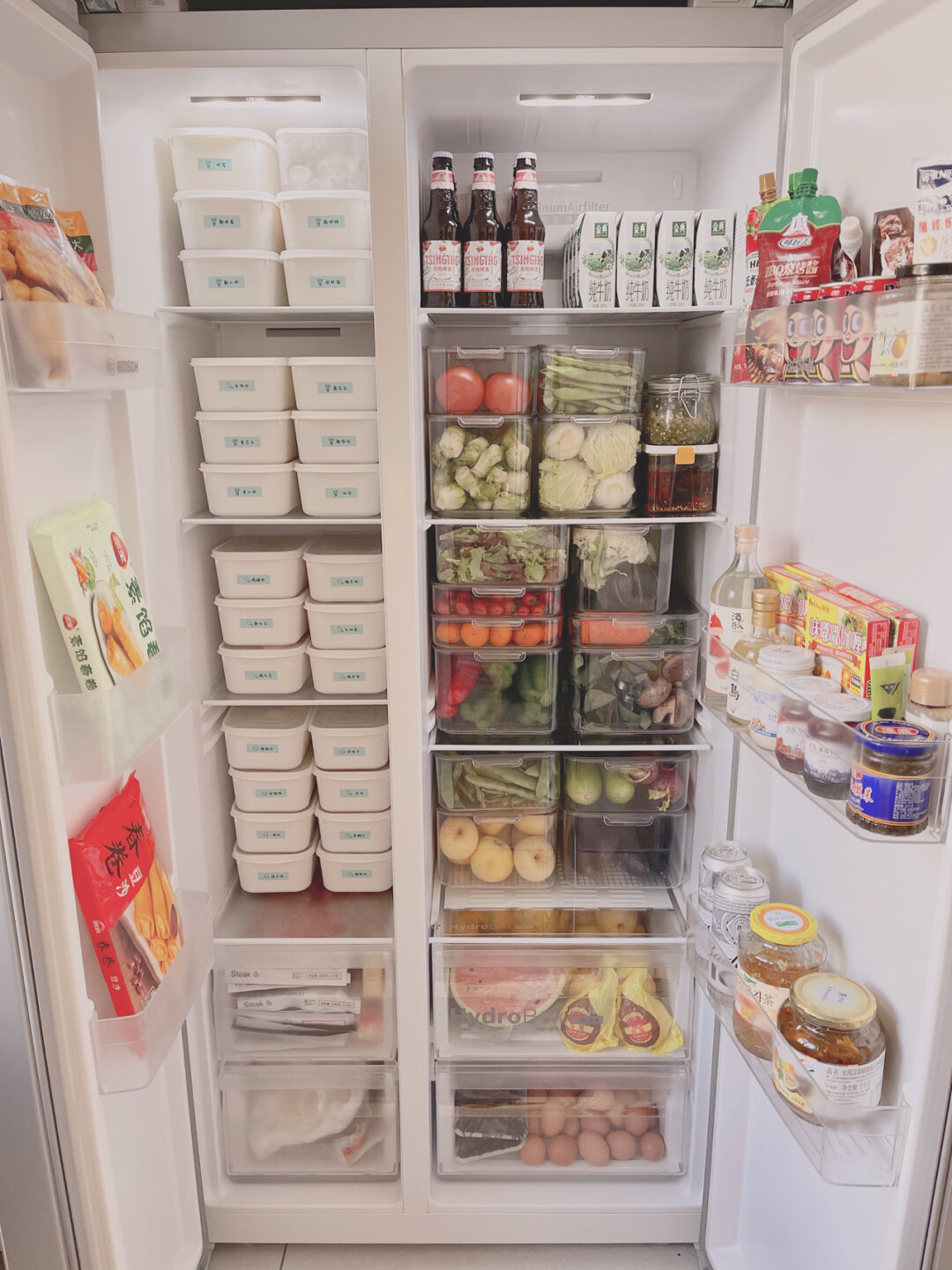 冰箱型号:博世kas50e20ti 保鲜盒尺寸:33*21*14