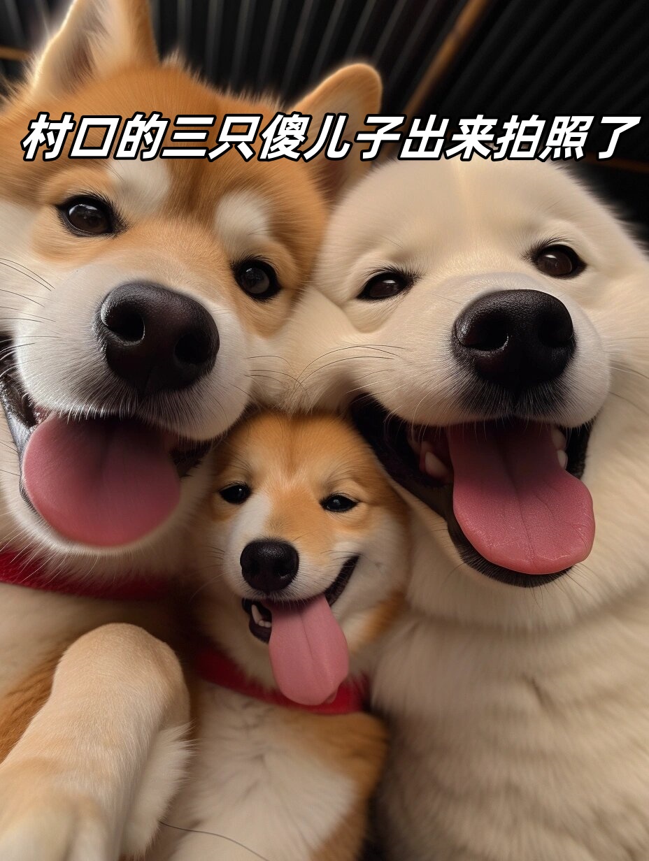 村口的三只傻儿子出来拍照了