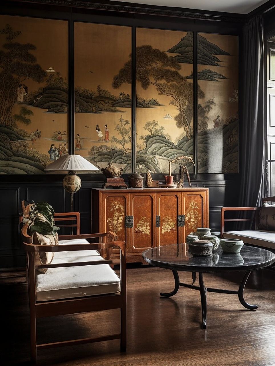 💖  🌸这张图中的家居设计充满了唐代的韵味,仿佛穿越回了那个