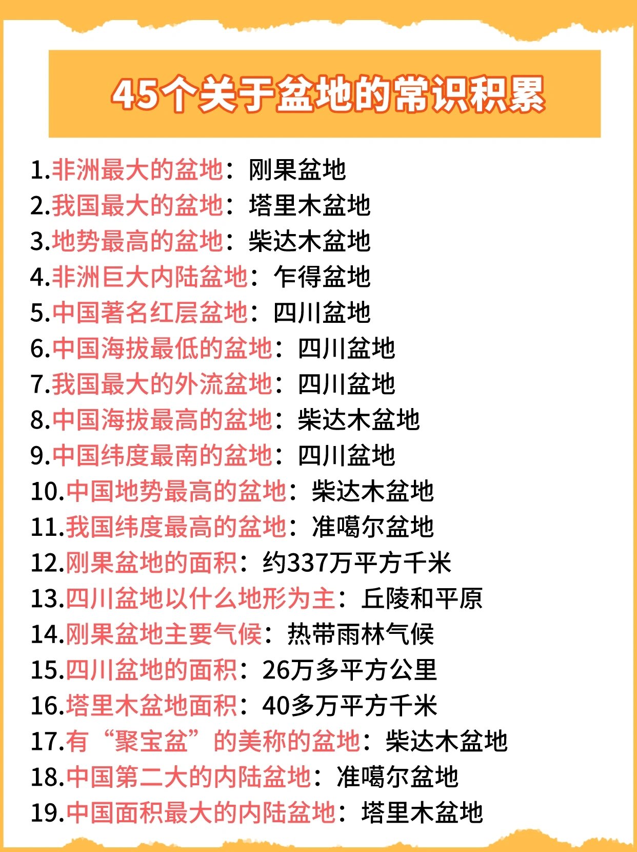 高频地理考点 45个关于盆地的常识积累  1