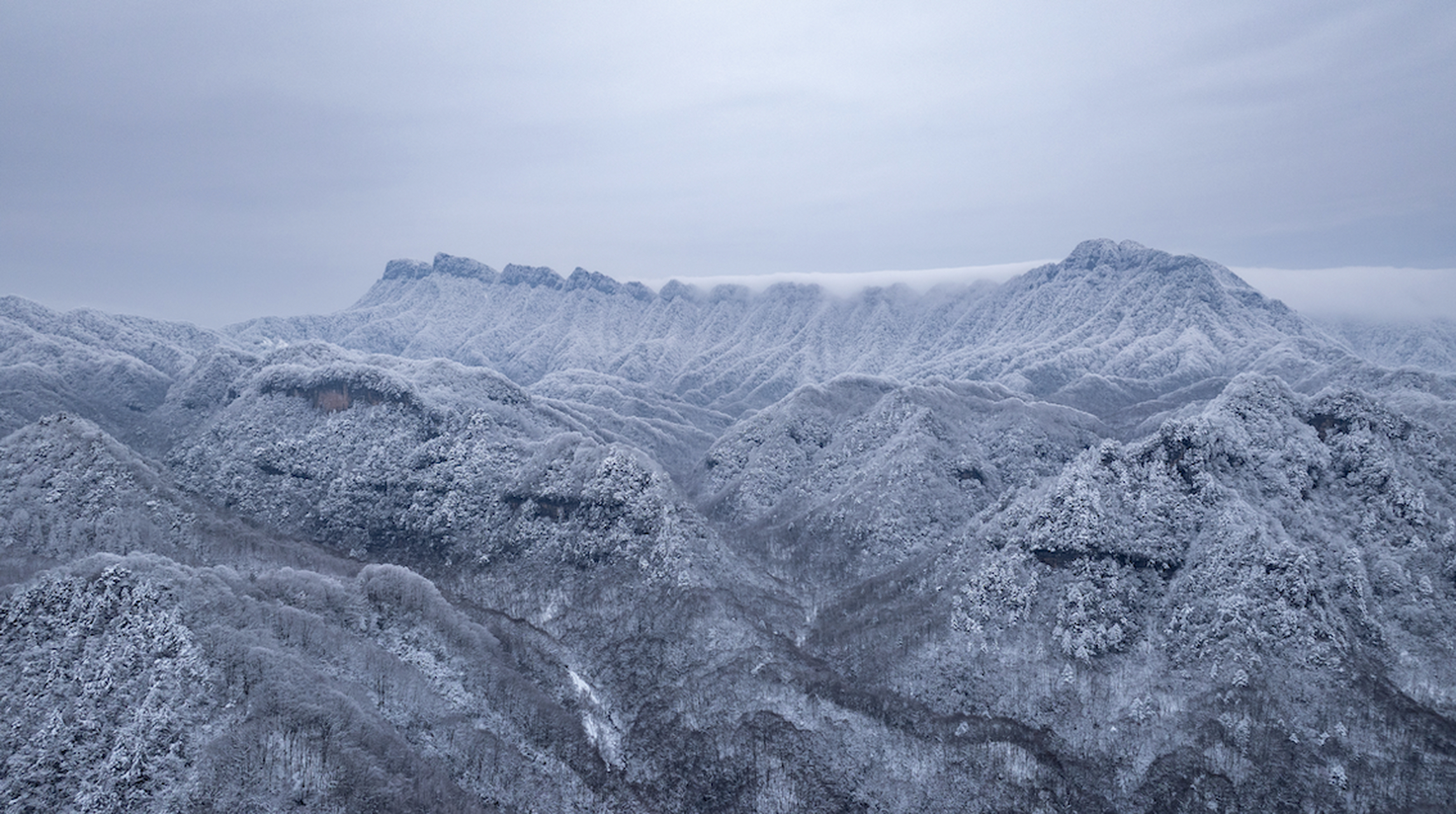 光雾山雪景美不胜收,吸引追雪达人前往.