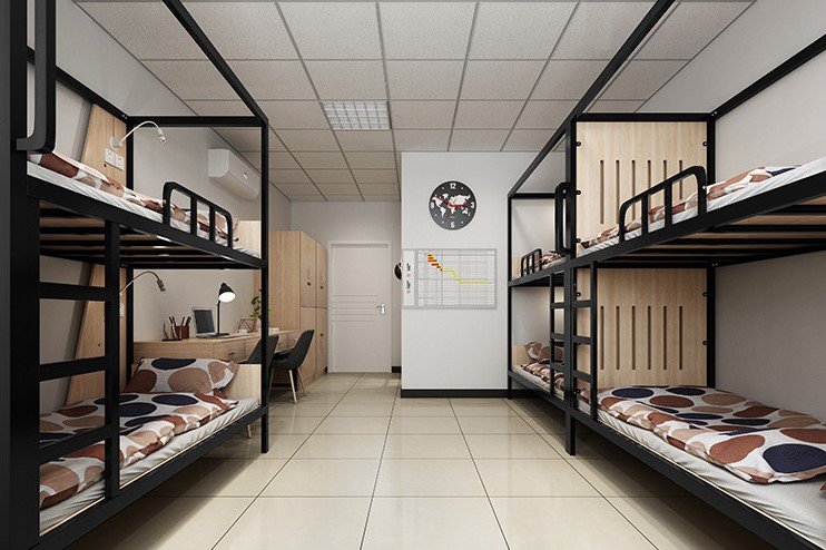 铁床设计是理想选择,既节省空间又提供安全感的ks宿舍连体上下床可