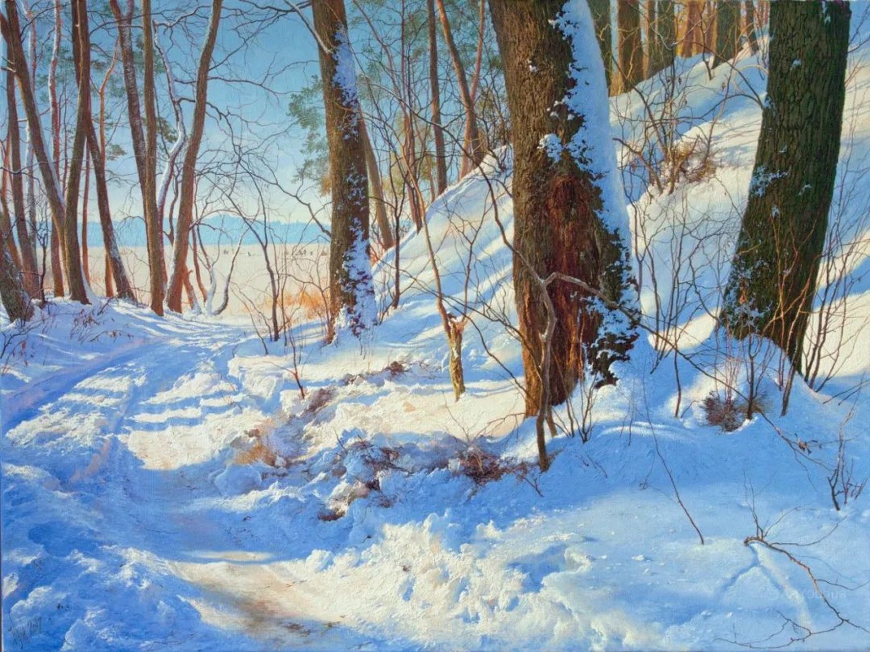 乌克兰画家尤里·克拉普的乡村风景油画,色彩清新,用笔精致.