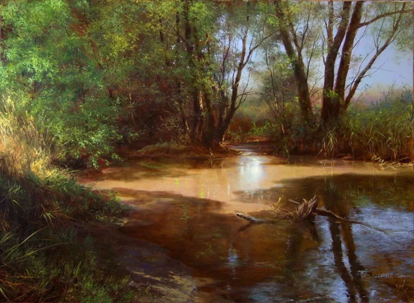 乌克兰画家尤里·克拉普的乡村风景油画,色彩清新,用笔精致.