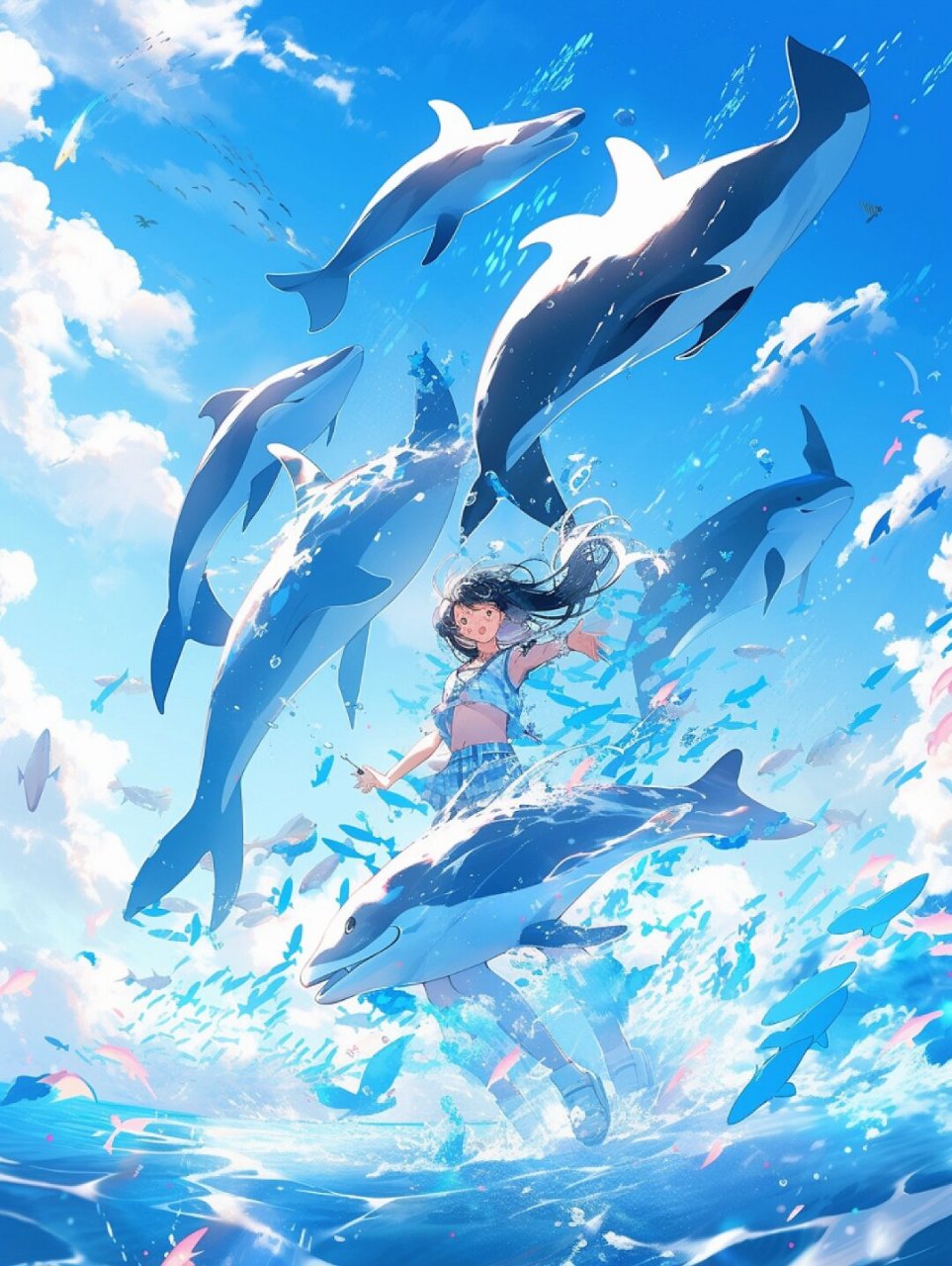 向着大海许个愿吧!治愈系超现实插画  向海而誓,许下心愿!