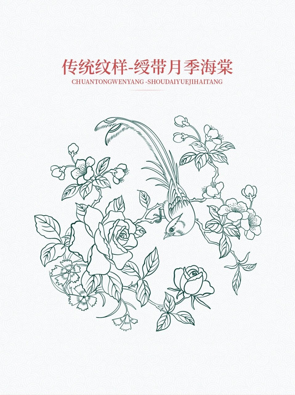 传统图案纹样花鸟团花纹  鹦鹉梅花寓意 鹦鹉与梅花的结合通常寓意着