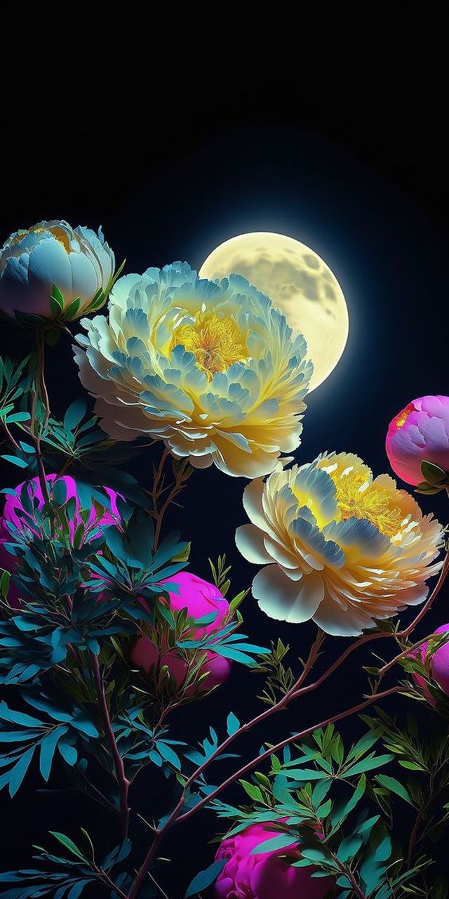 壁纸,花鸟,与月亮