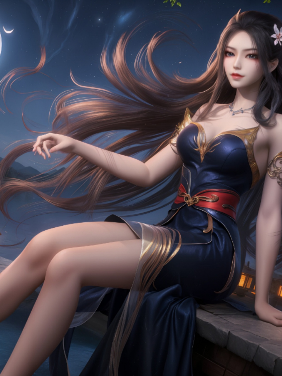 【天行九歌】焰灵姬沉浸在如诗如画的夜色中  月夜仙女:焰灵姬的诗意