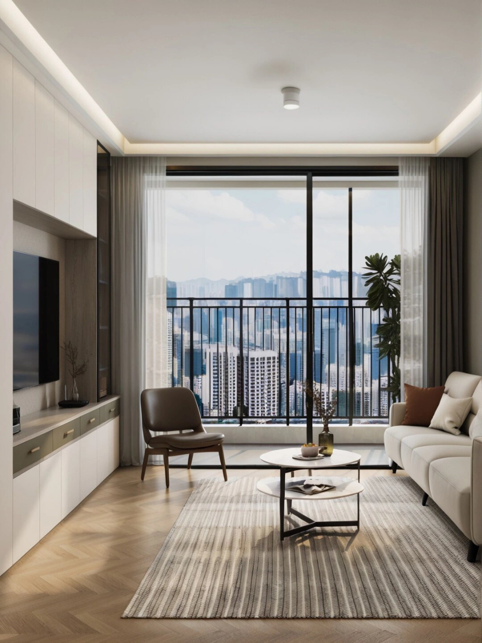 奶油风色彩搭配的客厅  99第一步,大面积使用温暖的奶油色调,如奶油