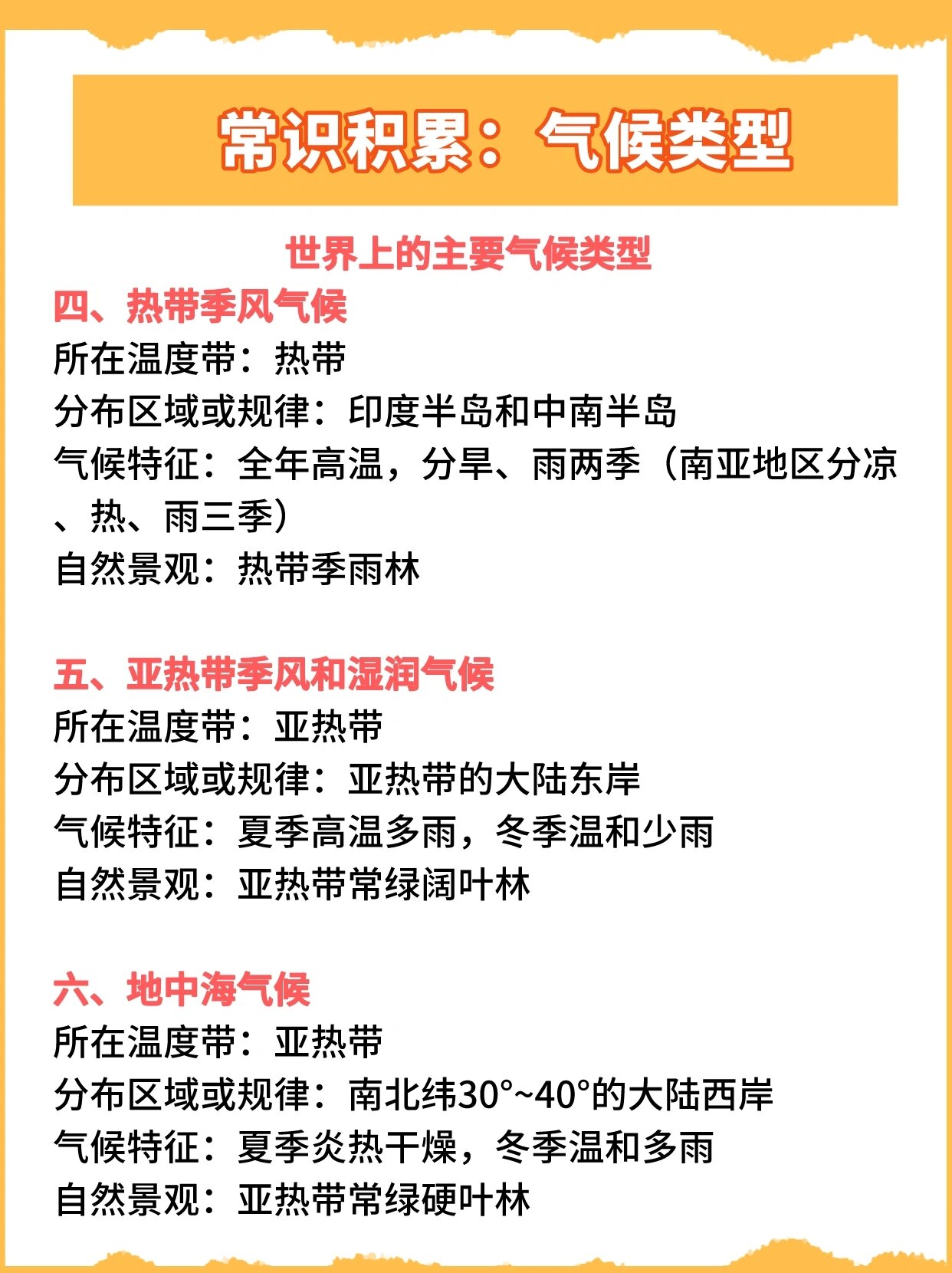 亚热带季风气候,温带季风气候,高原山地气候,温带大陆性气候,热带雨林