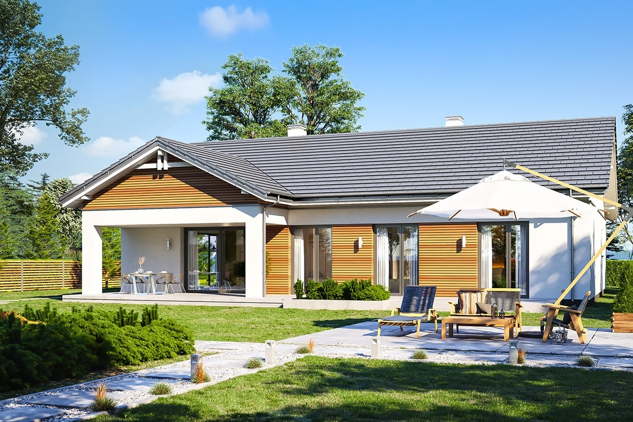 一栋山墙屋顶的房子,开间16米,进深17米,建筑面积162㎡,室内3室2厅1厨