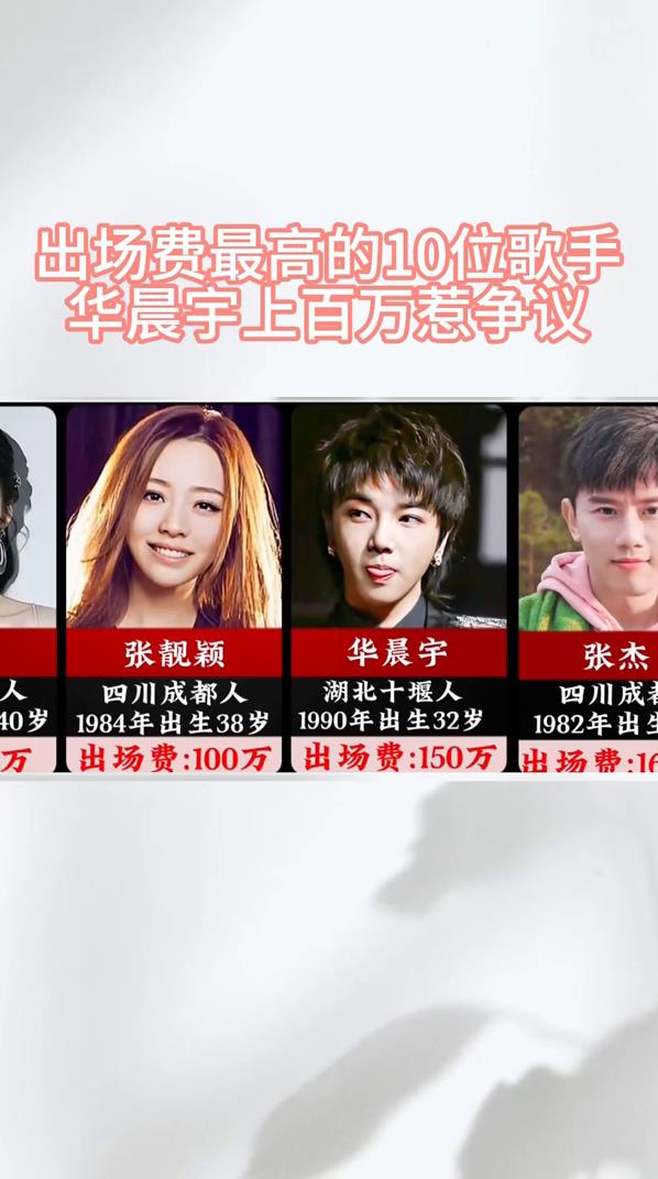 出场费最高的十位歌手华晨宇上百万惹争议那英没180万不