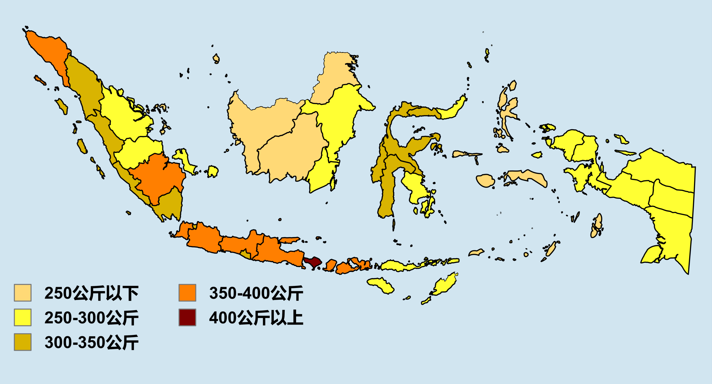 【印度尼西亚各省份水稻亩产】数据来自印尼统计局.