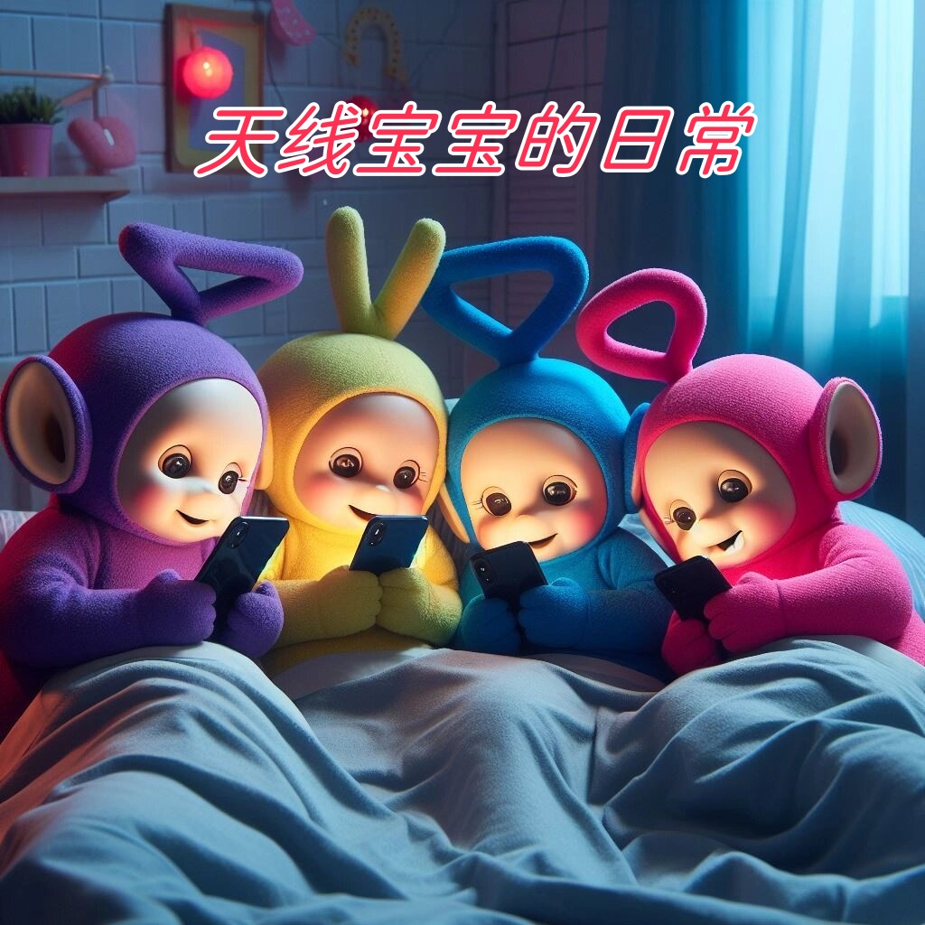 当夜幕降临,星星在天空中闪烁,这是天线宝宝最期待的