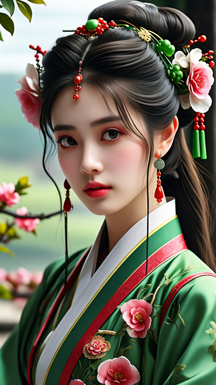 古韵流转  94 沉醉于这份独特的东方韵味,一位身着绿色古装的古典