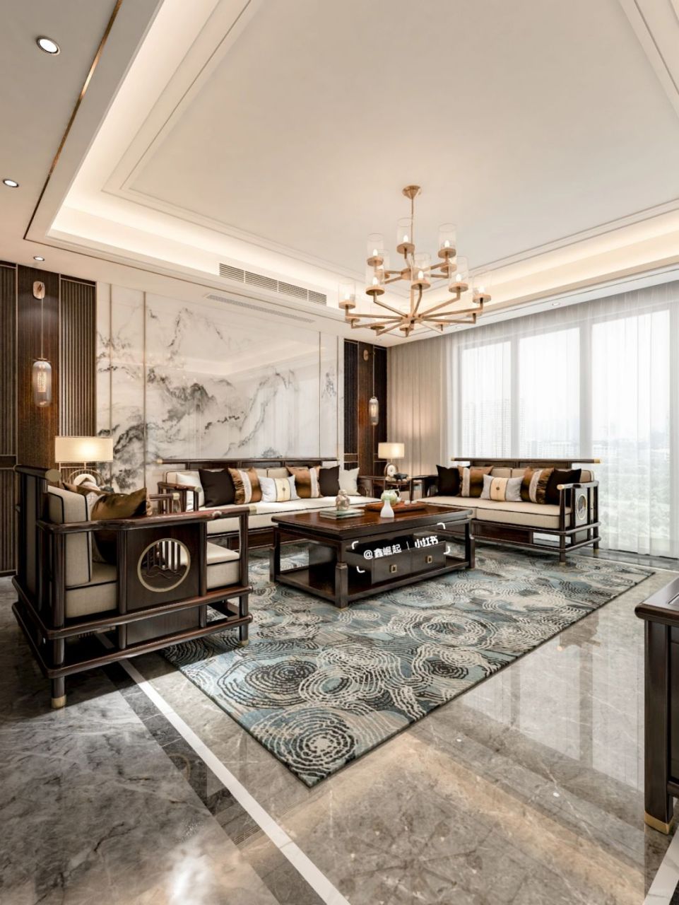 新中式客厅沙发大气时尚,简直美呆了👀!