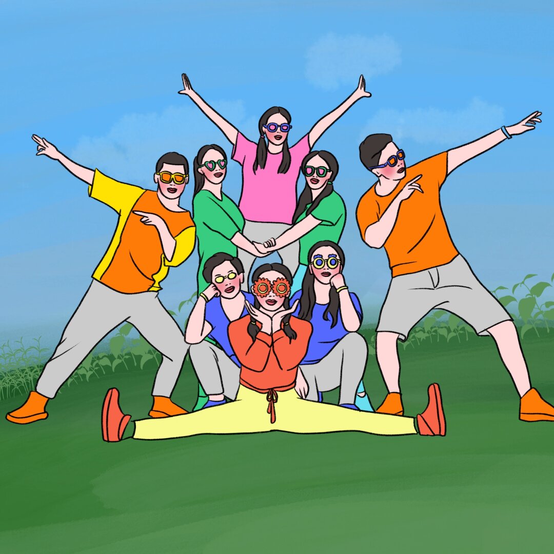 这些8人拍照pose 咔.@胁频大师分享摄影的动态