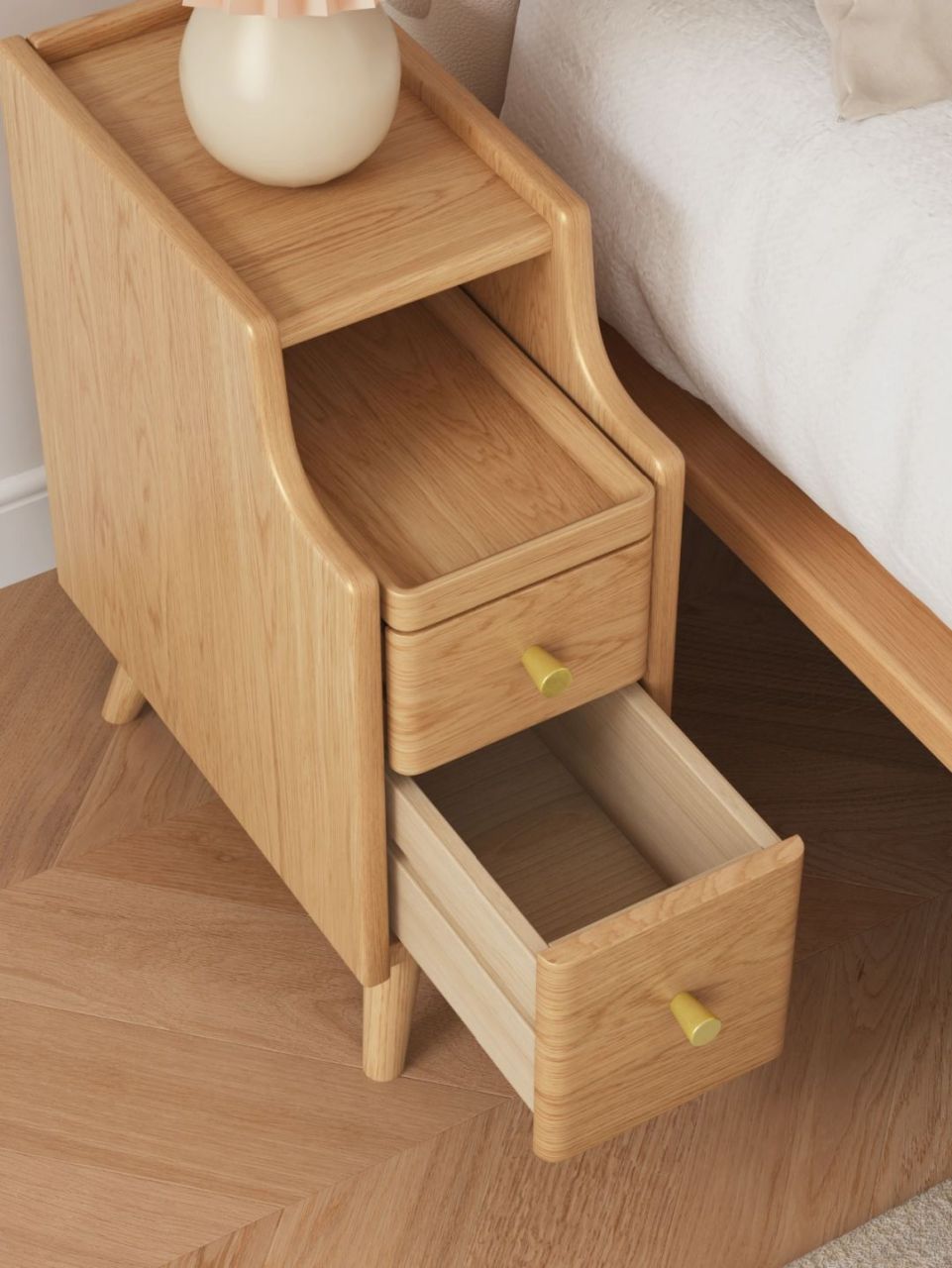 20cm窄边床头柜,小户型小卧室可冲!