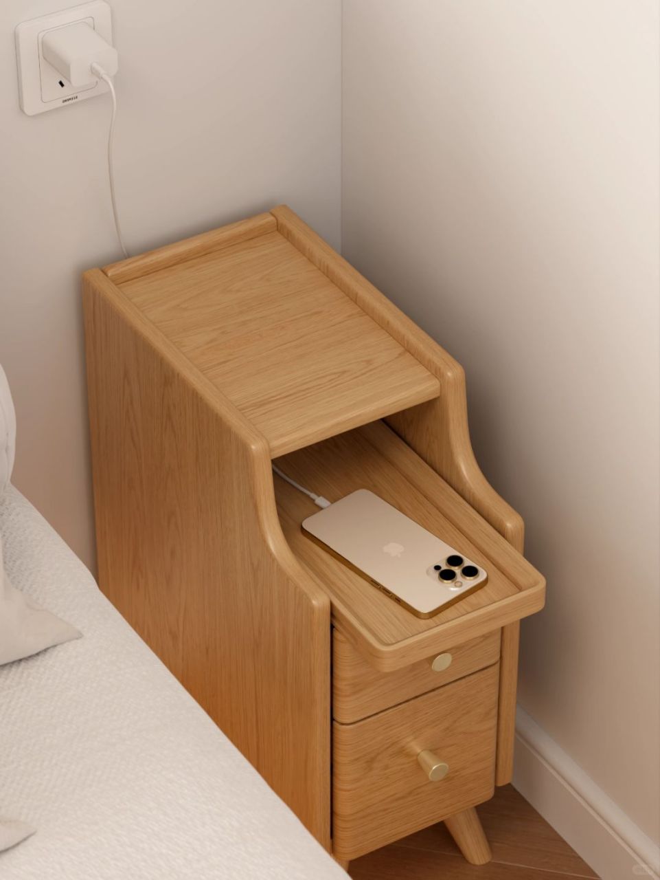 20cm窄边床头柜,小户型小卧室可冲!