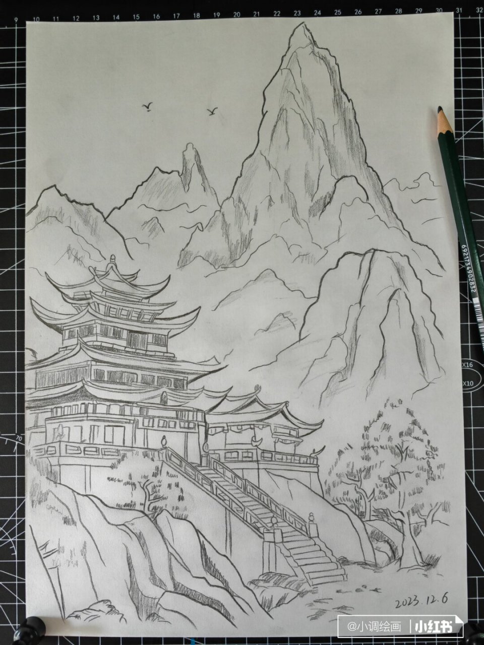 美术作品铅笔画美景图片