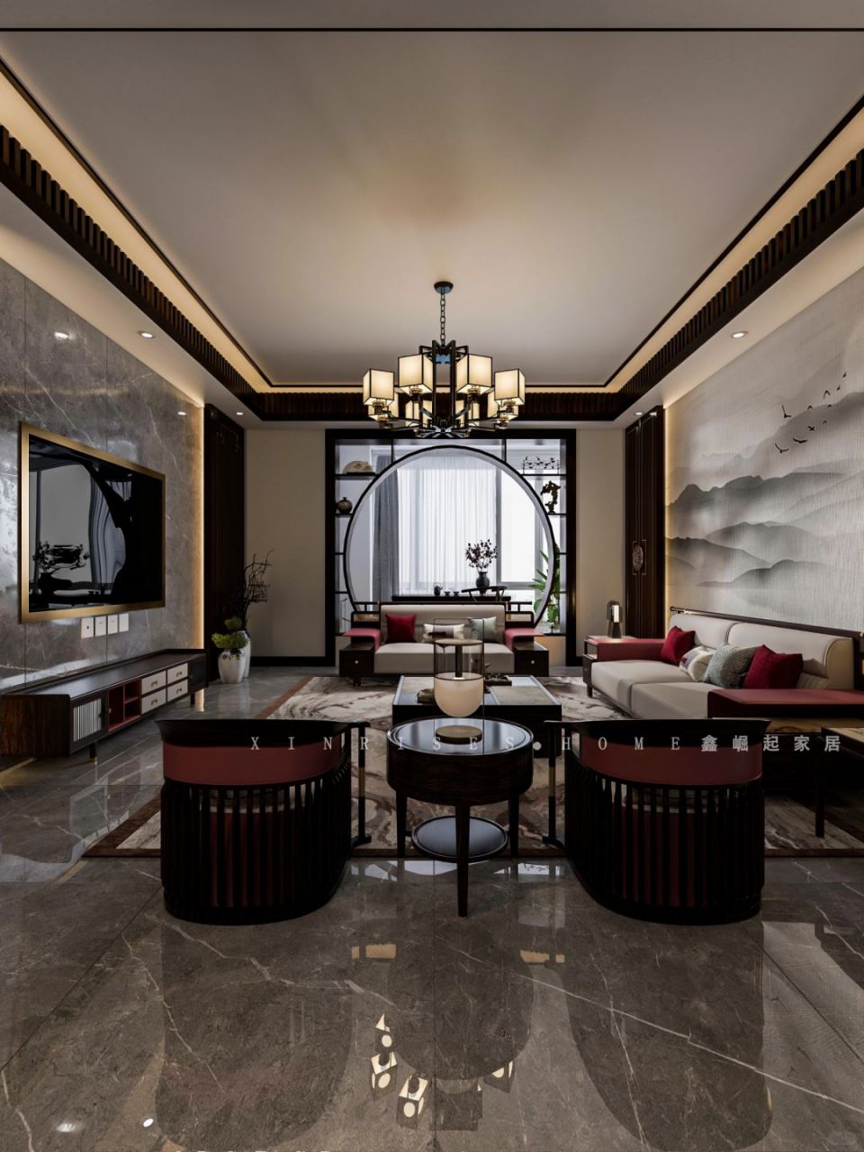 这是一套很哇塞的新中式客厅沙发～🛋!