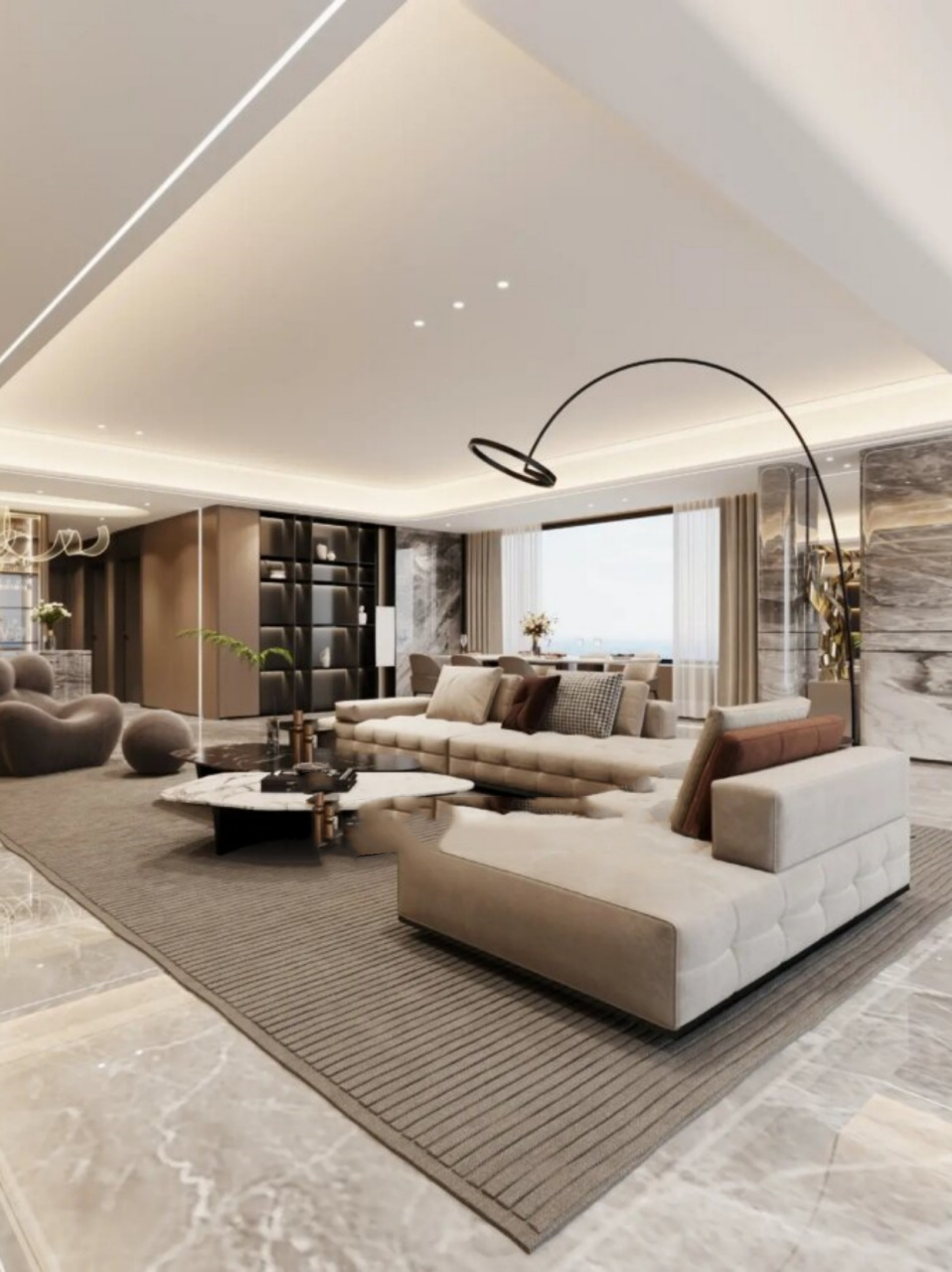 原创设计 现代意式轻奢250 m2大平层  在这片充满现代意式轻奢风格的