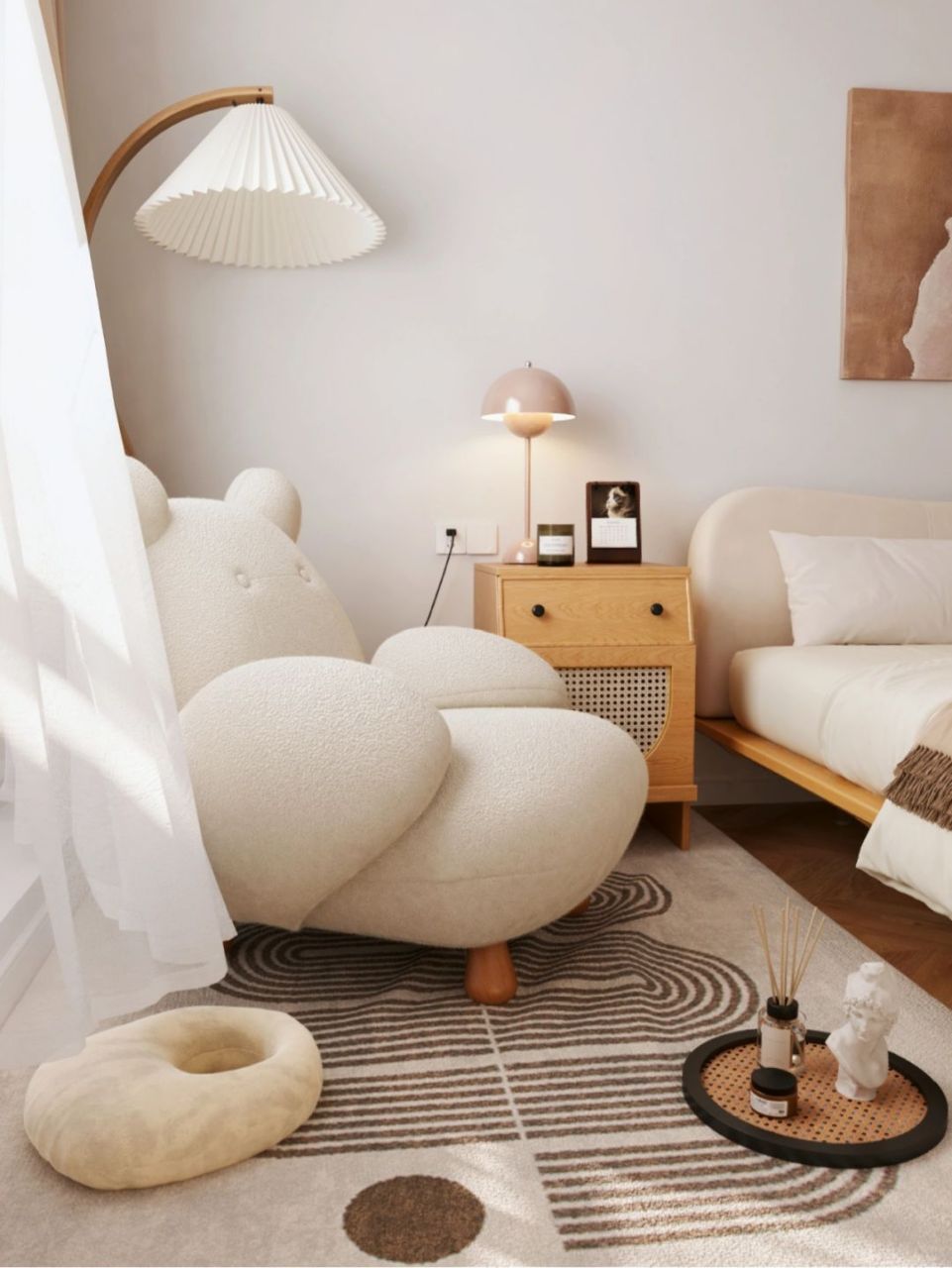 卧室一角🛋这个白胖子沙发太软糯啦!