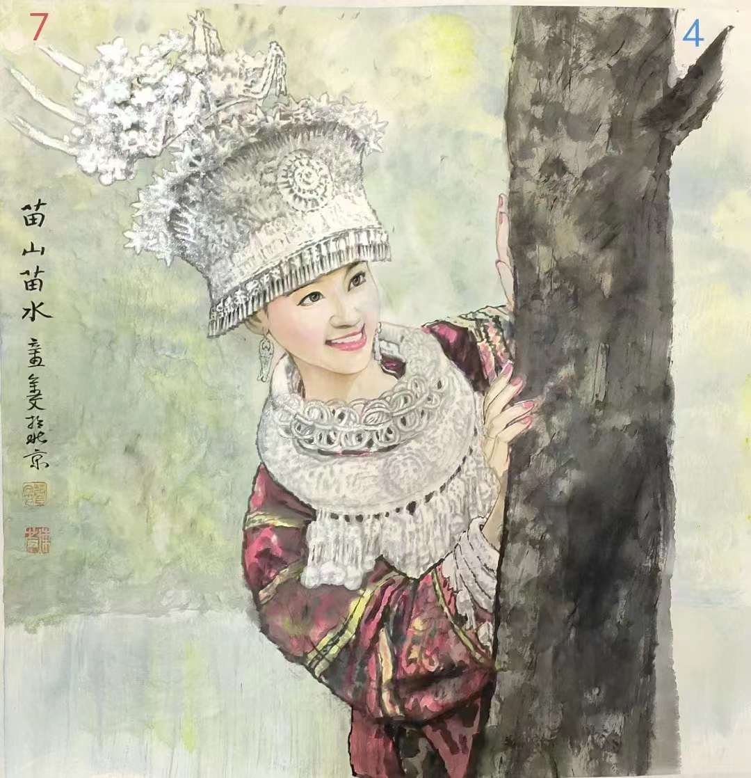 著名画家赵金文大师国画作品欣赏民族风情彩墨写实人物画家