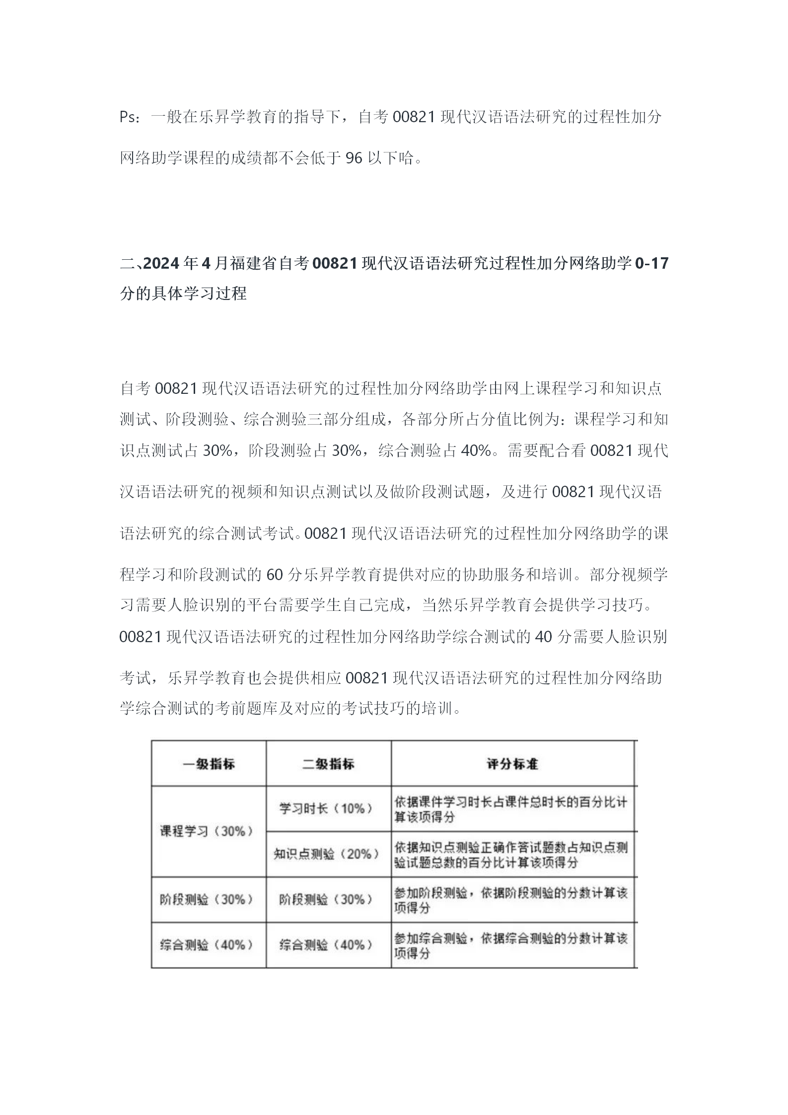 2024年4月福建省自考00821现代汉语语法研究过程性加分网络助学