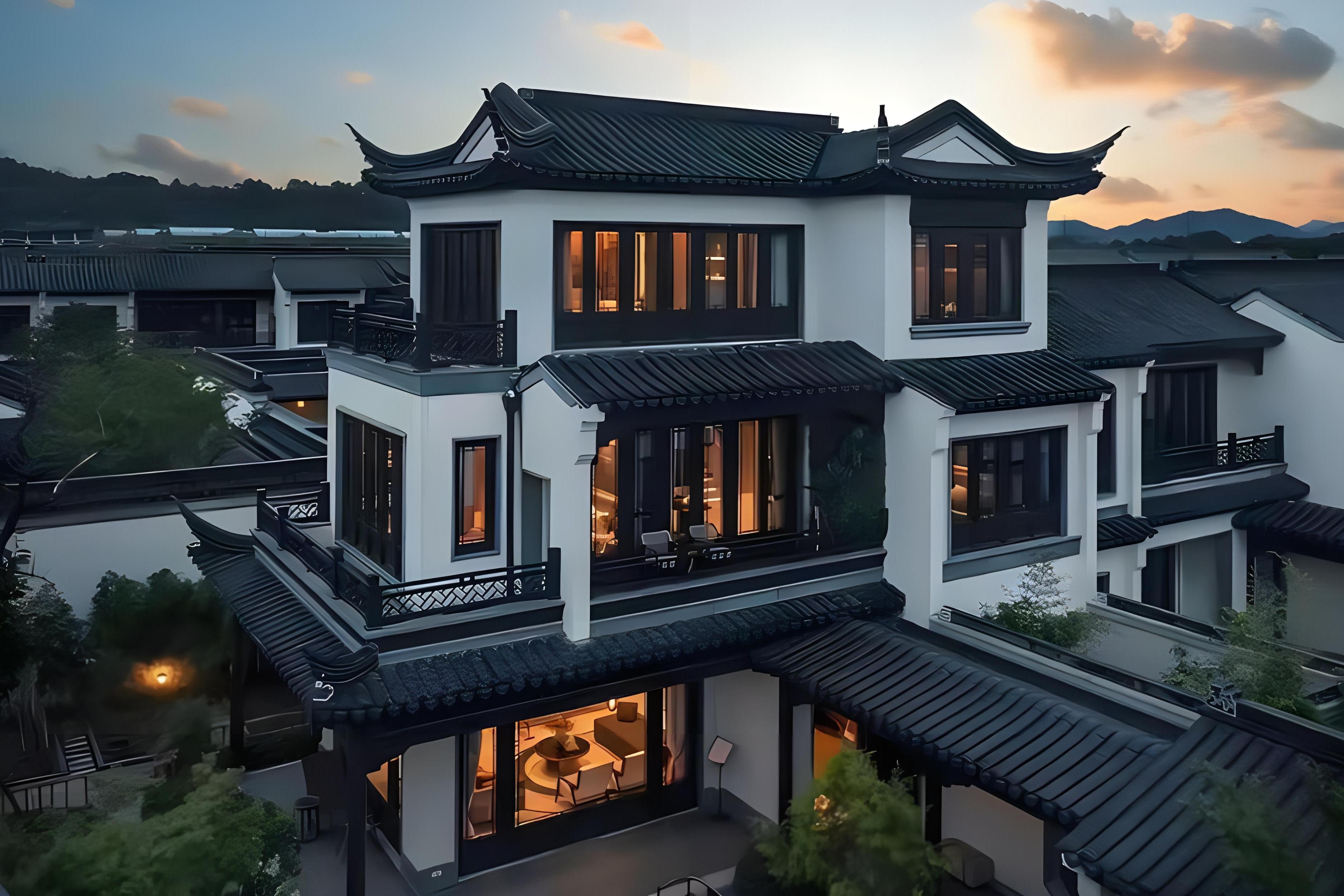 苏派四合院新苏式建筑苏派别墅苏式三合院图片大全图中式苏派别墅